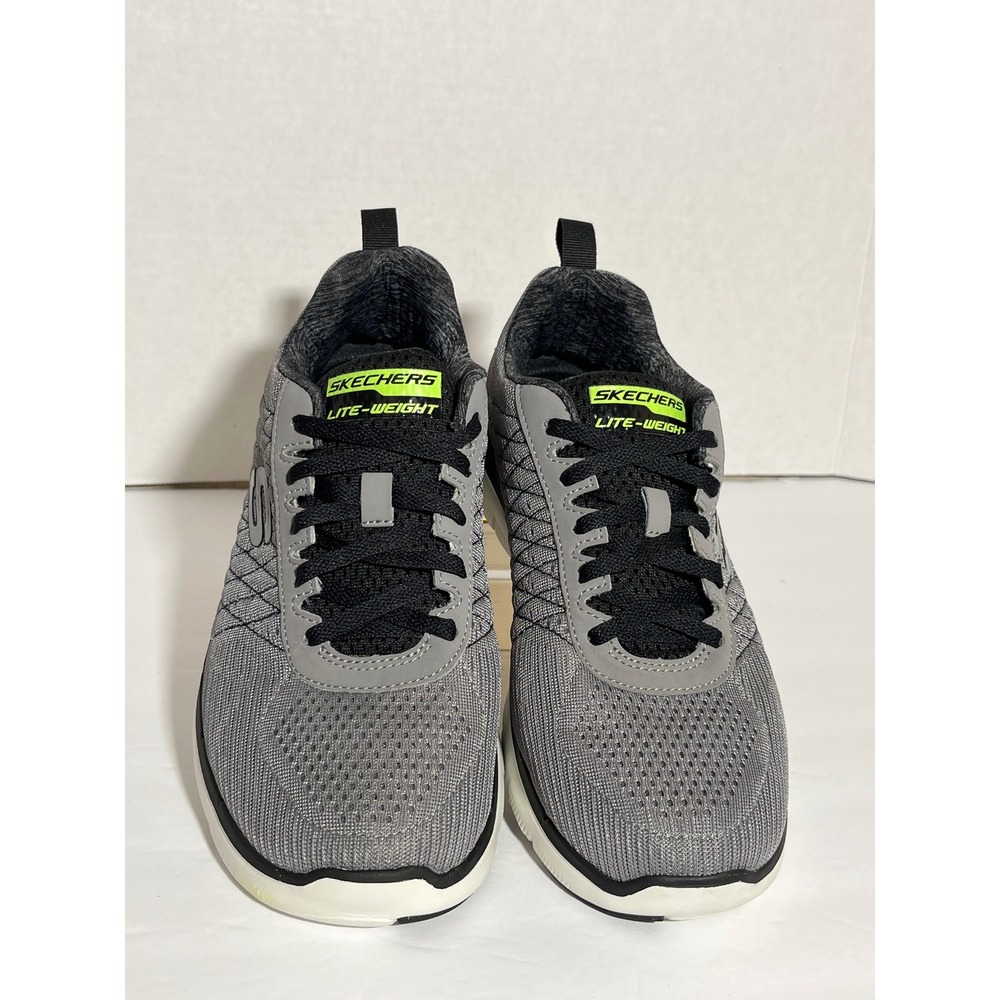 Skechers Mens Lite-Weight Dual-Lite Gray Black Sneakers 52185‎ LGBK Mens 8
